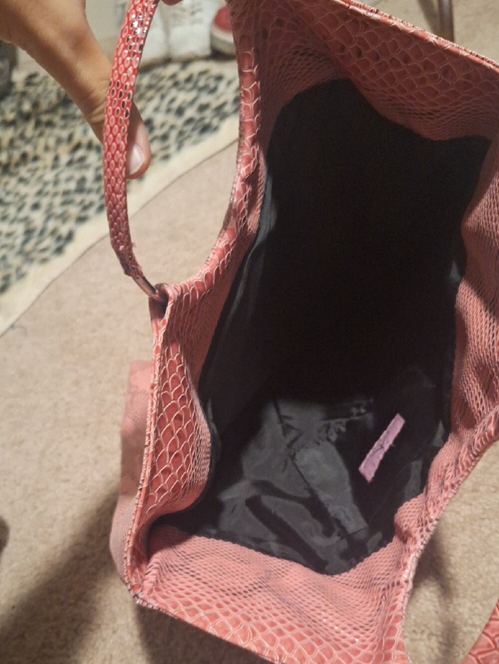 Kardashian Kollection Pink Snake-Print Tote with Round Handles - Picture 2 of 3